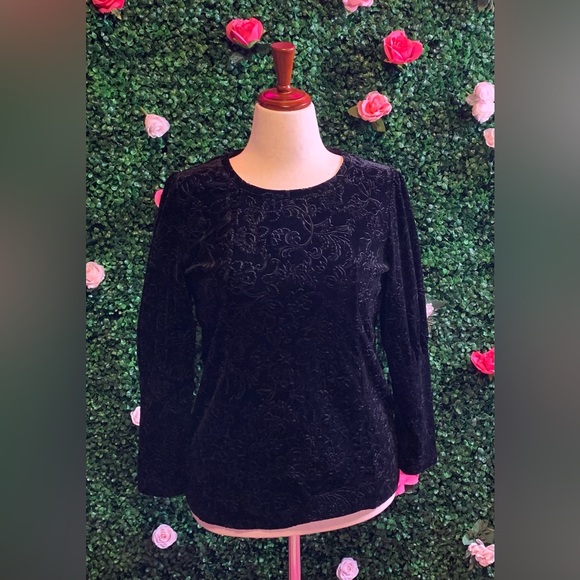 Elle Sweaters - Velvet black long sleeved shirt! Brand new!!! Size medium!